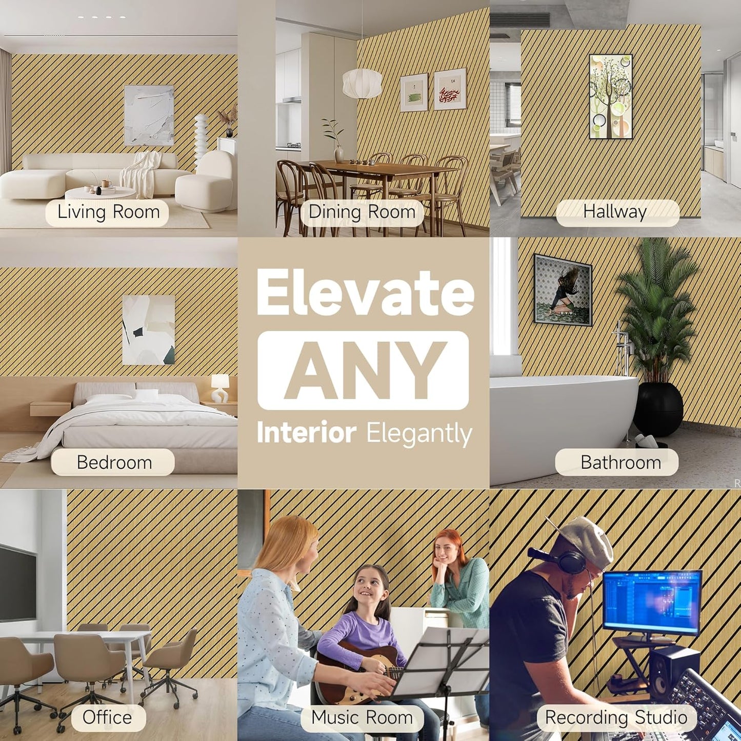 Art Acoustic Panels for Wall,5 Pack Sound Absorbing Panels,47.2” x 23.6” Soundproof Wall Panels,High-Density Acoustic Wall Panels,Decorative Sound Panels with Wood-Look