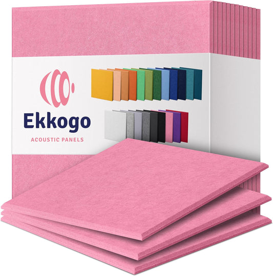 Acoustic Panels 12-Pack Soundproof Wall Panels 12"X12"X0.4" Sound Panels High Density Sound Dampening Panels - [Chic Pink Square]
