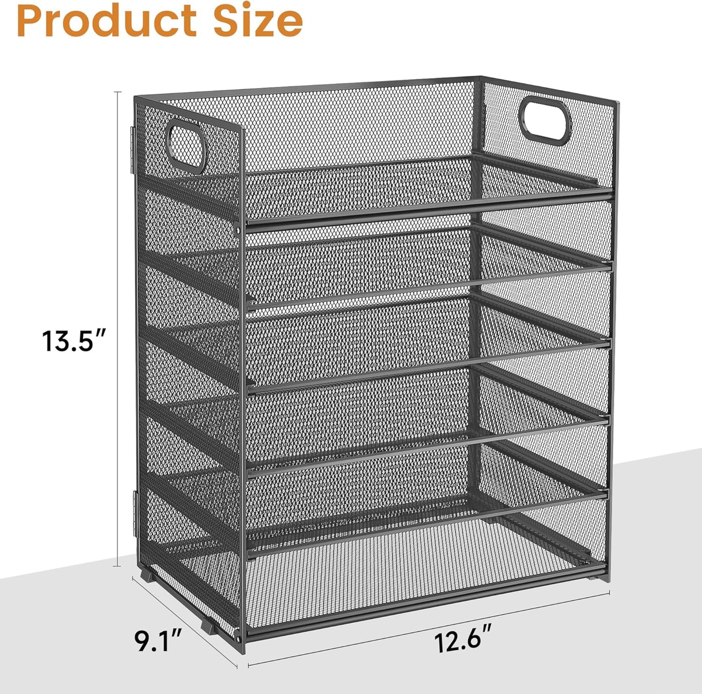 Subekyu 6-Tier Desk Paper Organizer, Desktop File Letter Tray with Handle, Document Sorter and Accessories Holder for Office, Home and School Workspace Organizers, Gray-2 Pack