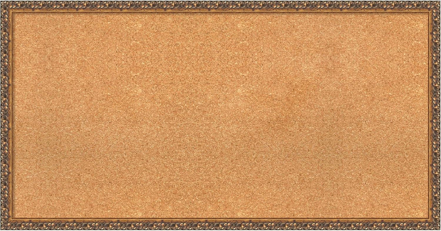 Amanti Art Natural Cork Board for Wall, 22x42 Vision Board with Bronze Frame, Large Corkboard Office Decor for Home Organization, Traditional Corkboard Pinboard to Display Items for Home Organization