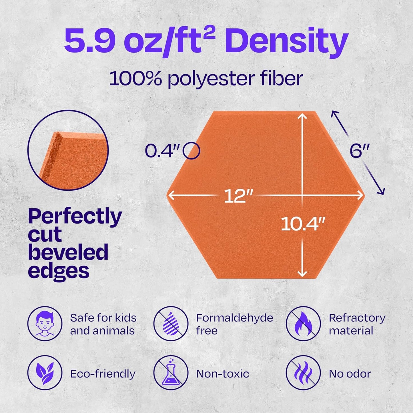 Acoustic Panels 12-Pack Soundproof Wall Panels 12"X10.4"X0.4" Sound Panels High Density Sound Dampening Panels - [Poppy Orange Hexagon]