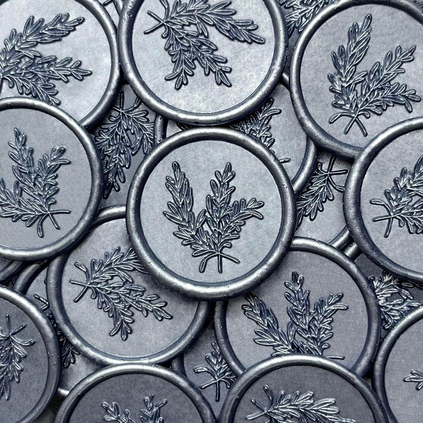 100Pcs Wax Seal Stickers Handmade Envelope Seals Self Adhesive Wax Stickers for Wedding Party Invitations, Envelope, Gift Wrap, Christmas(Rosemary Style, Gray Blue)