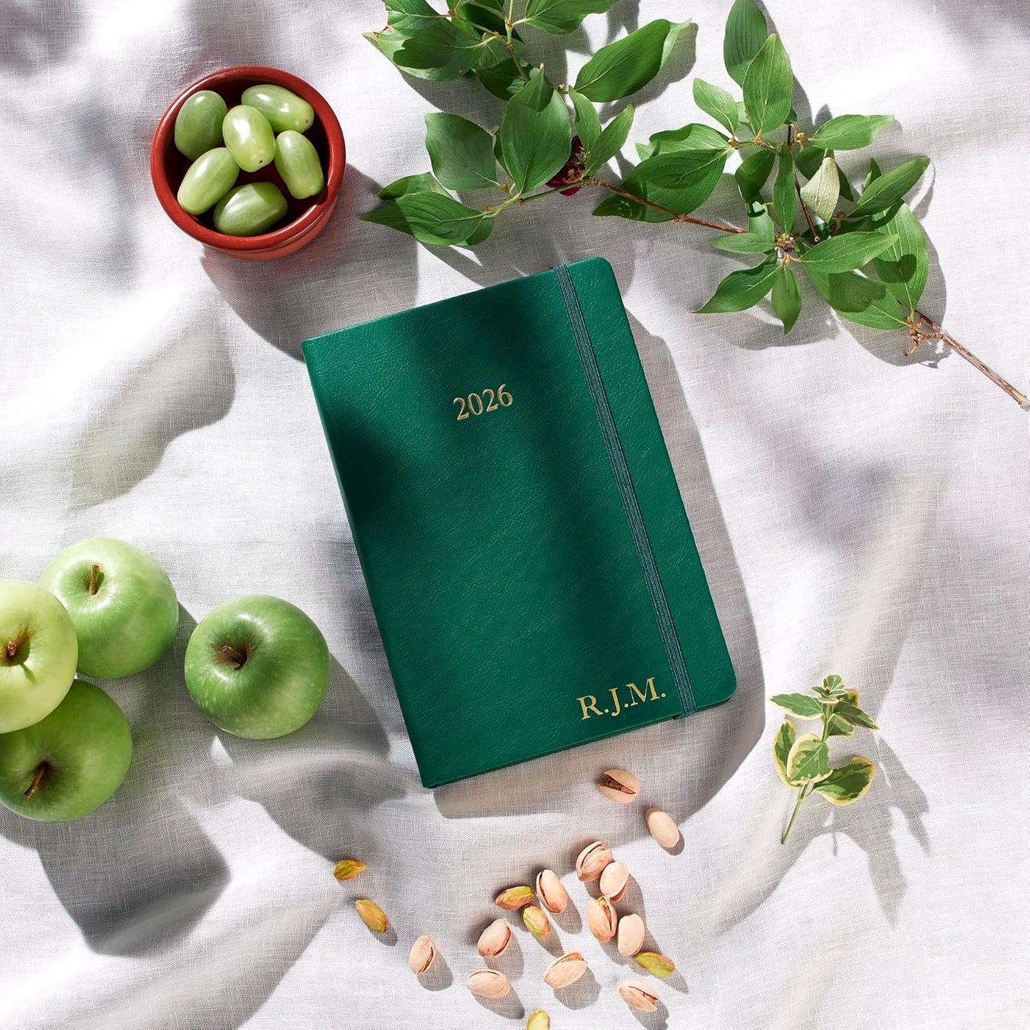 Wykeham's Executive 2026 Daily Journal Planner – US Public Holidays & Format – Customization Available (Personalized Racing Green, 8.5”×5.5”)