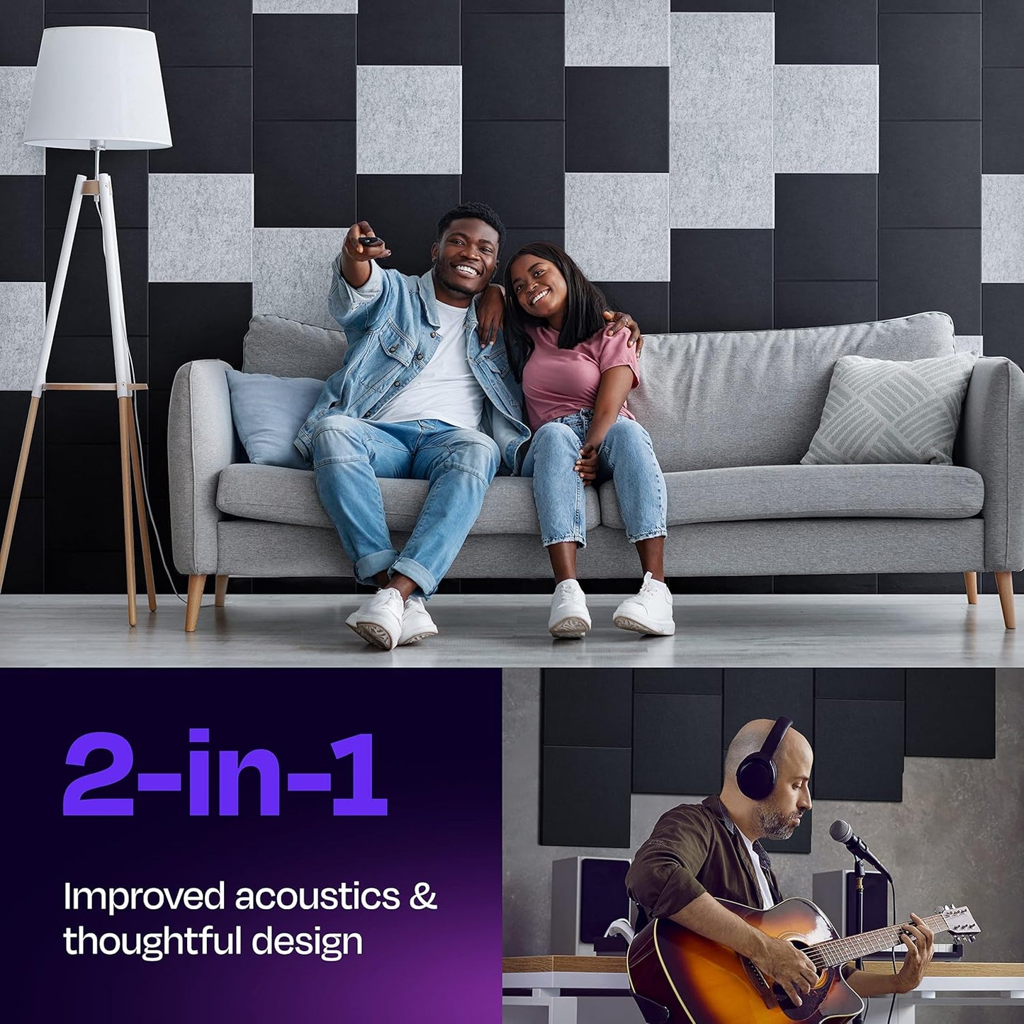 Acoustic Panels 12-Pack Soundproof Wall Panels 12"X12"X0.4" Sound Panels High Density Sound Dampening Panels - [Dark Gray Square]