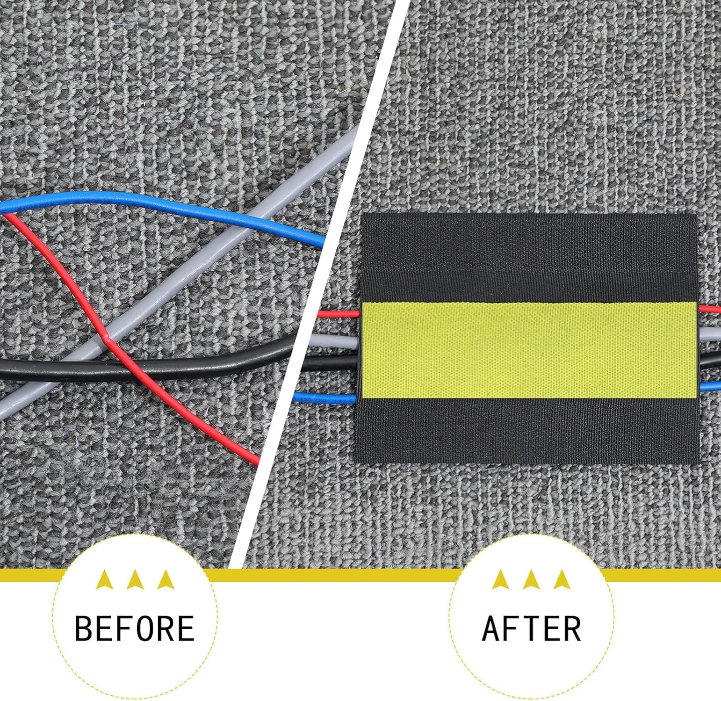 WILLBOND Carpet Cord Cover Cable Grip Floor Cover Cable Protector Management Only for Commercial Office Carpet(Black and Yellow,98.43 ft)