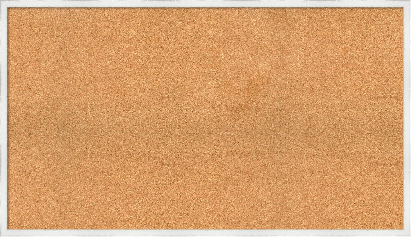 Amanti Art Natural Cork Board for Wall, 27x47 Vision Board with White Frame, Oversize Corkboard Office Decor for Home Organization, Country Rustic Corkboard Pinboard to Display Items for Home