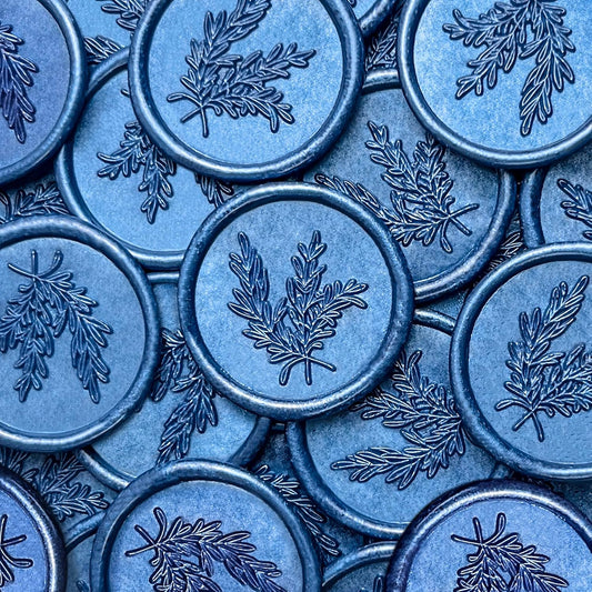 25Pcs Wax Seal Stickers Handmade Envelope Seals Self Adhesive Wax Stickers for Wedding Party Invitations, Envelope, Gift Wrap, Christmas(Rosemary Style, Blue)