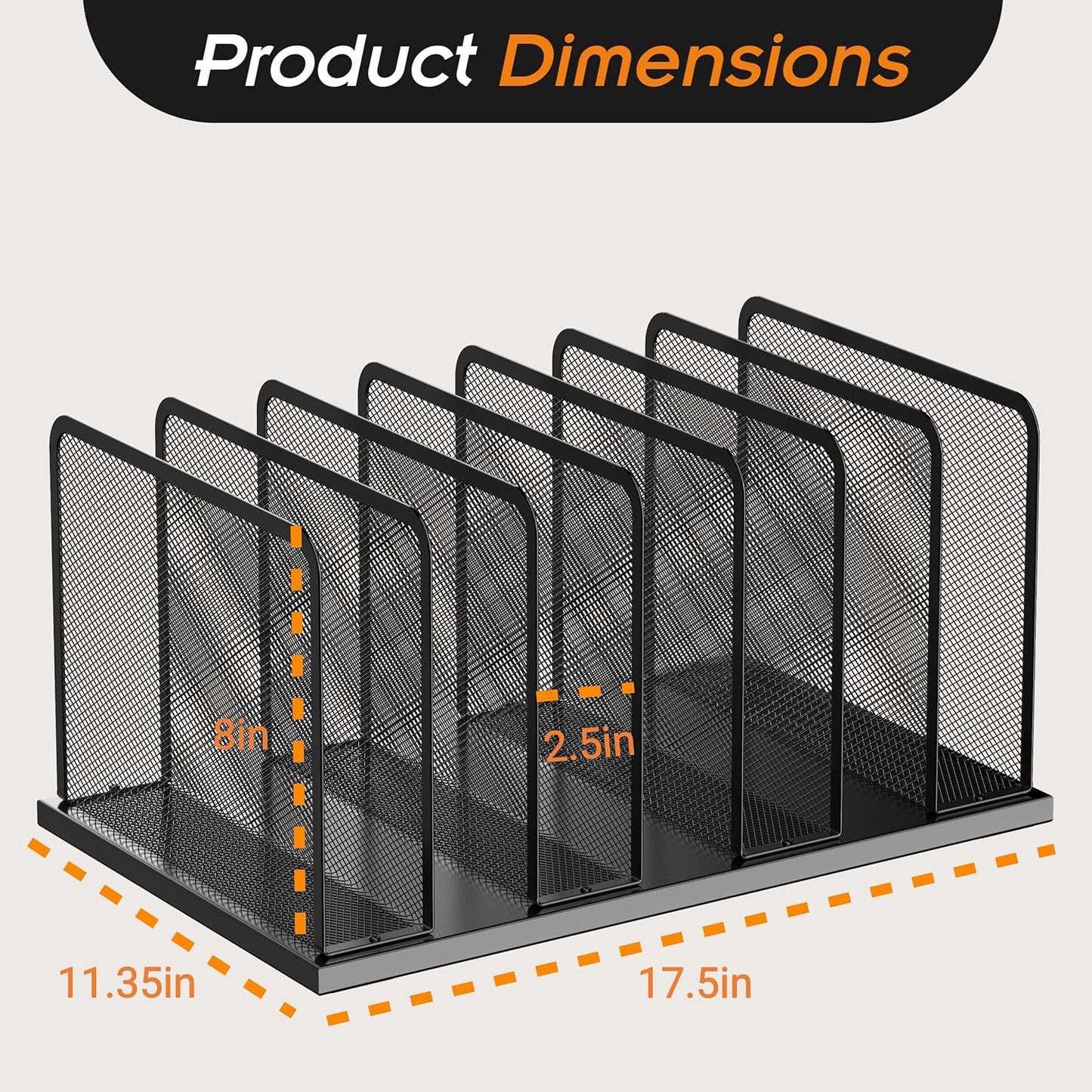 Kuntine.B Desk File Organizer 7 Upright Mesh Desktop Organizer File Sorter Office Organization File Holder for Home, Office & Classroom, 2 Pack