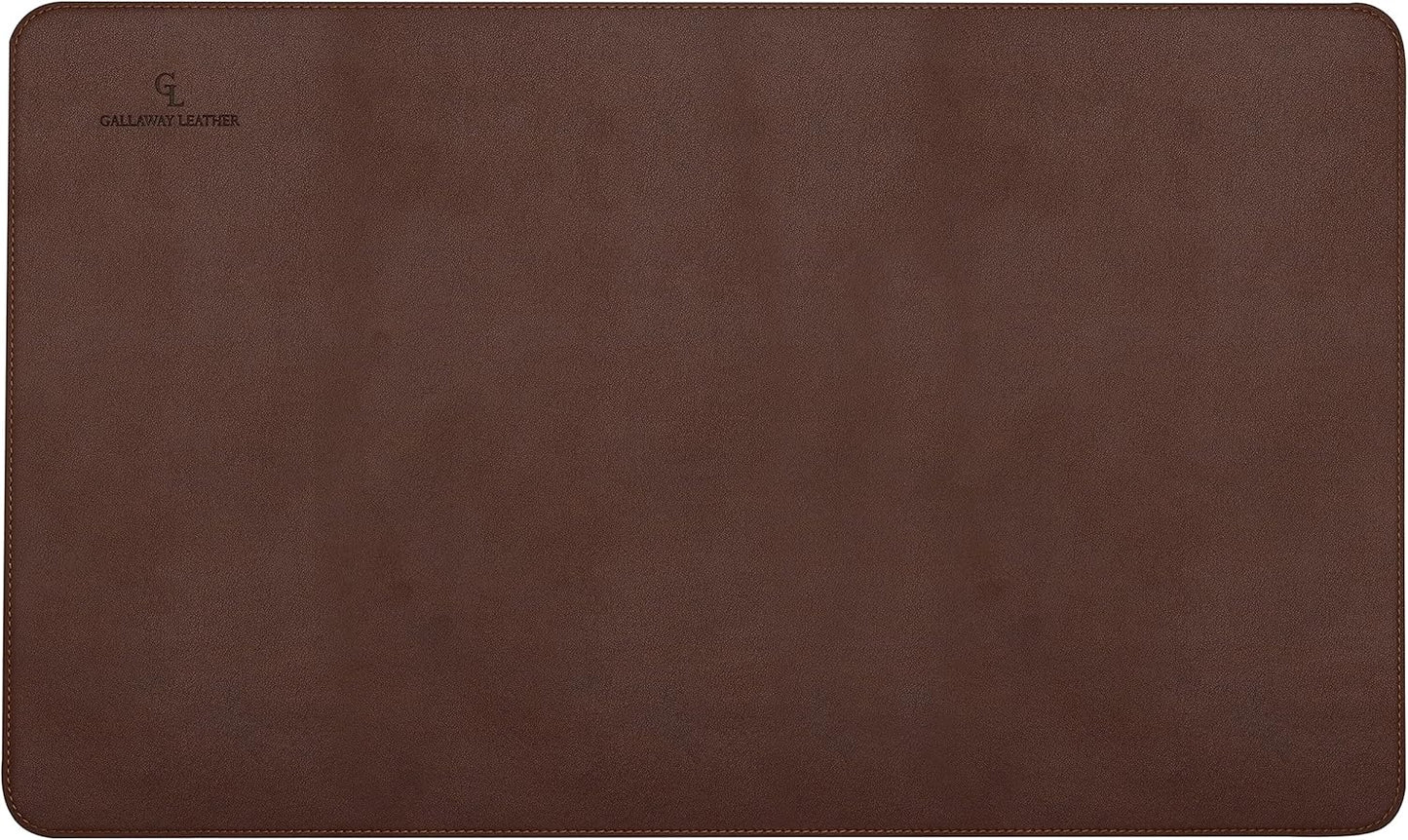 Gallaway Leather Desk Mat - Office Writing Pad, Medium 24" x 14" Dark Brown, Gift Ready Elegant Computer Desk Cover Protector