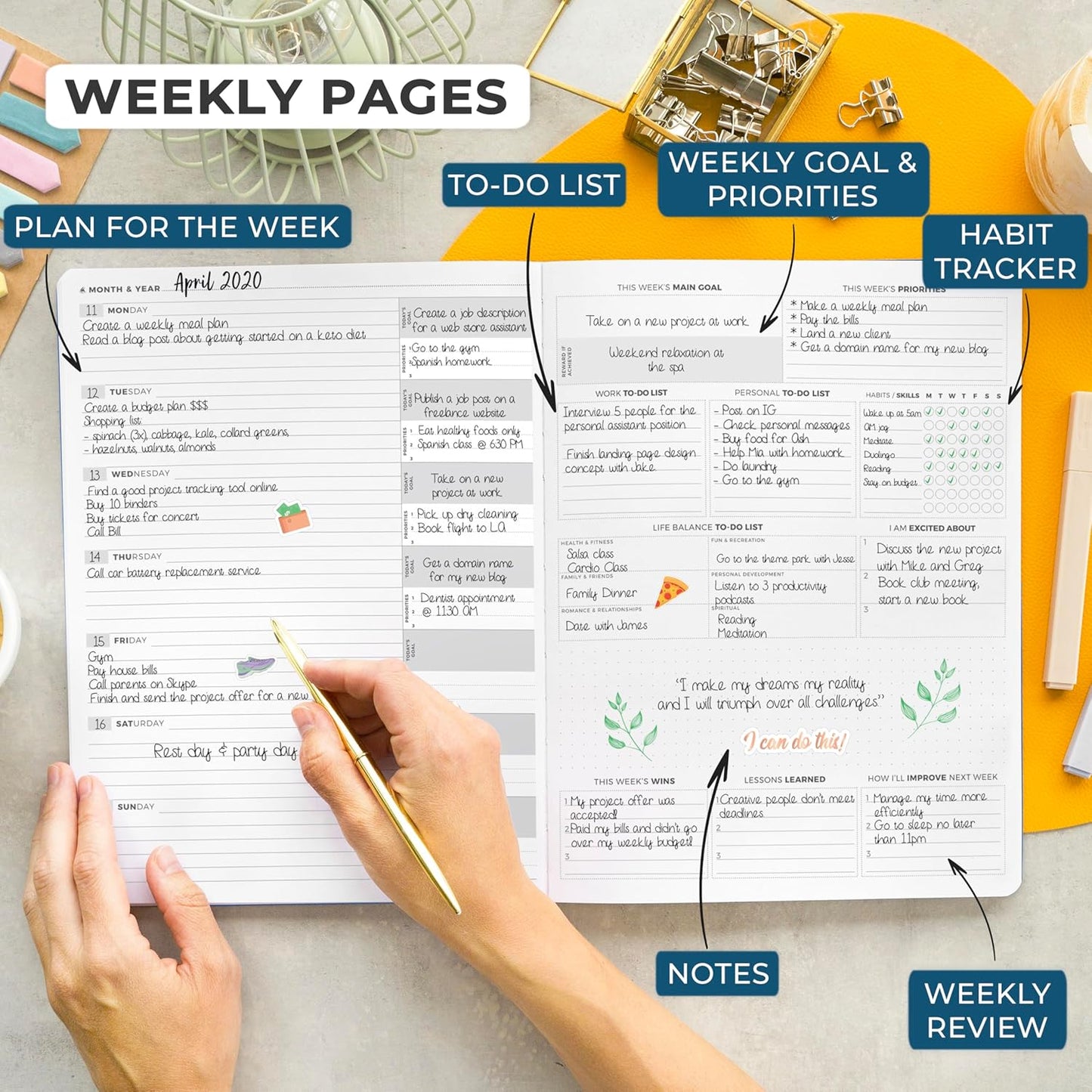 Clever Fox Planner PRO Light – Weekly & Monthly Life Planner to Increase Productivity, Time Management and Hit Your Goals, 8.5x11″ (Mystic Blue)