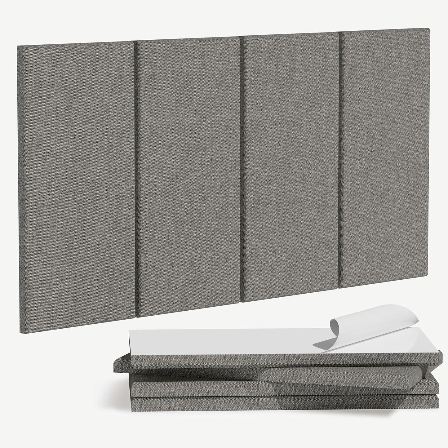 4PCS Acoustic Panels, 24"x12" Fabric Acoustic Panels for Walls, Self-Adhesive Sound Absorbing Panels for Home, Office, Studios (Dark Grey)