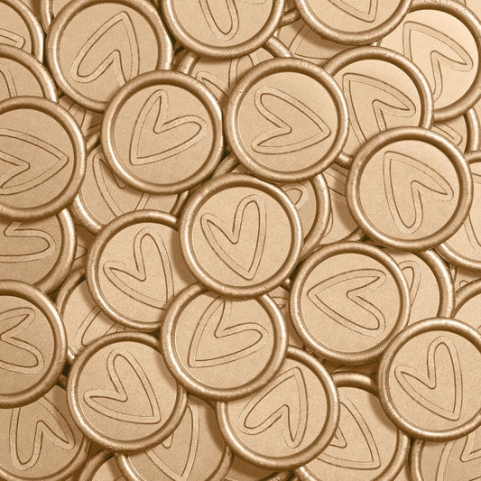 25 Pcs Handmade Wax Seal Stickers, Wedding Invitation Envelope Seal Stickers, Perfect for Invitation, Christmas, Gift Wrapping(Heart Style, Light Gold Wax)