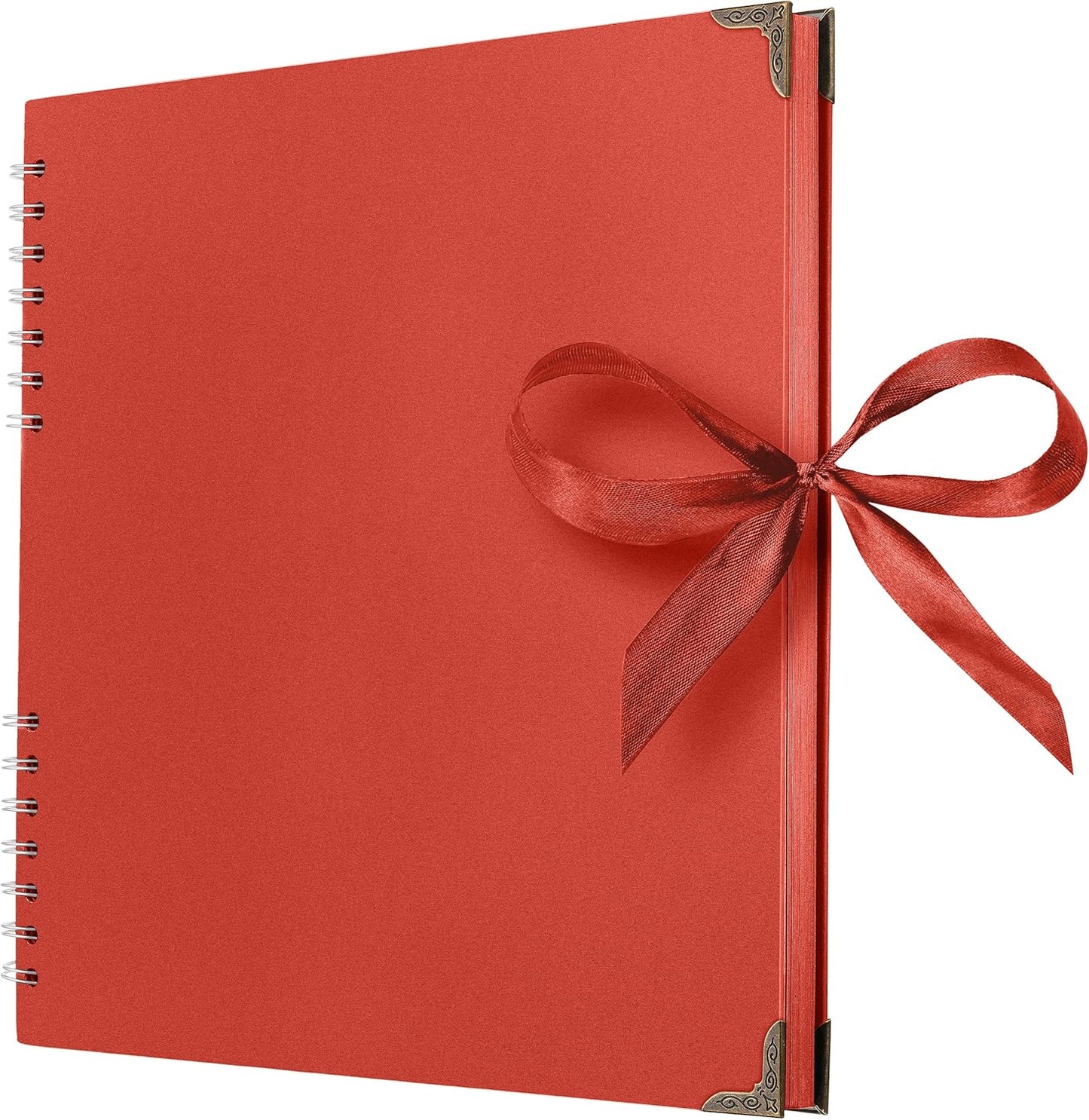 Bstorify Square Scrapbook Photo Albums 80 Pages (11 x 11 Inch) Red Thick Paper, Hardcover, Ribbon Closure - Ideal for Your Scrapbooking Albums, Art & Craft Projects (Red, 11 x 11 Inch)