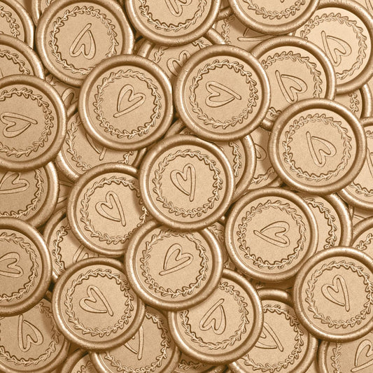 25 Pcs Handmade Wax Seal Stickers, Wedding Invitation Envelope Seal Stickers, Perfect for Invitation, Christmas, Gift Wrapping(Heart Style, Light Gold Wax)