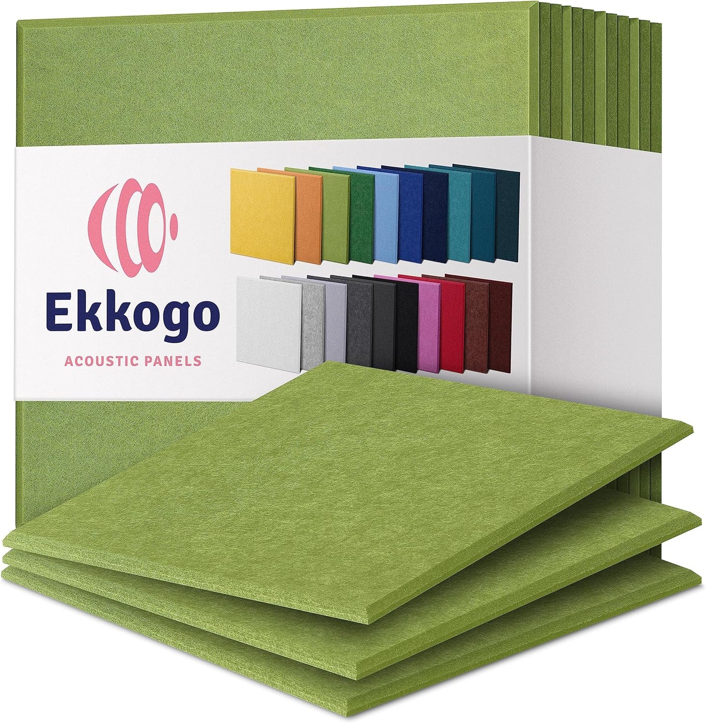 Acoustic Panels 12-Pack Soundproof Wall 12"X12"X0.4" - High Density Sound Dampening [Gin Green Square]