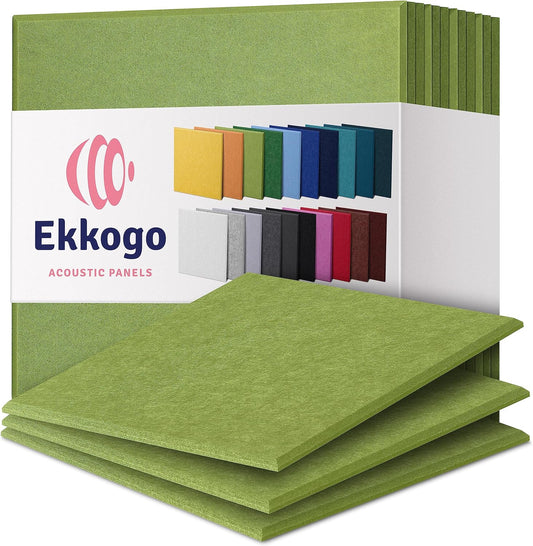 Acoustic Panels 12-Pack Soundproof Wall 12"X12"X0.4" - High Density Sound Dampening [Gin Green Square]