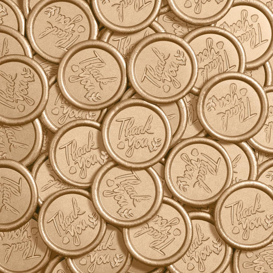 25 Pcs Handmade Wax Seal Stickers, Wedding Invitation Envelope Seal Stickers, Perfect for Invitation, Christmas, Gift Wrapping(Thank You Style, Light Gold Wax)