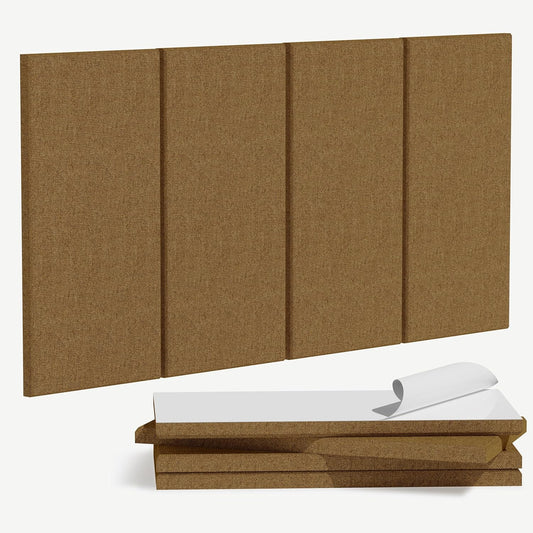 4PCS Acoustic Panels, 24"x12" Fabric Acoustic Panels for Walls, Self-Adhesive Sound Absorbing Panels for Home, Office, Studios (Camel Hazel)