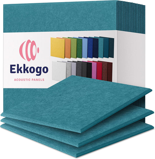 Acoustic Panels 12-Pack Soundproof Wall Panels 12"X12"X0.4" Sound Panels High Density Sound Dampening Panels - [Light Turquoise Square]
