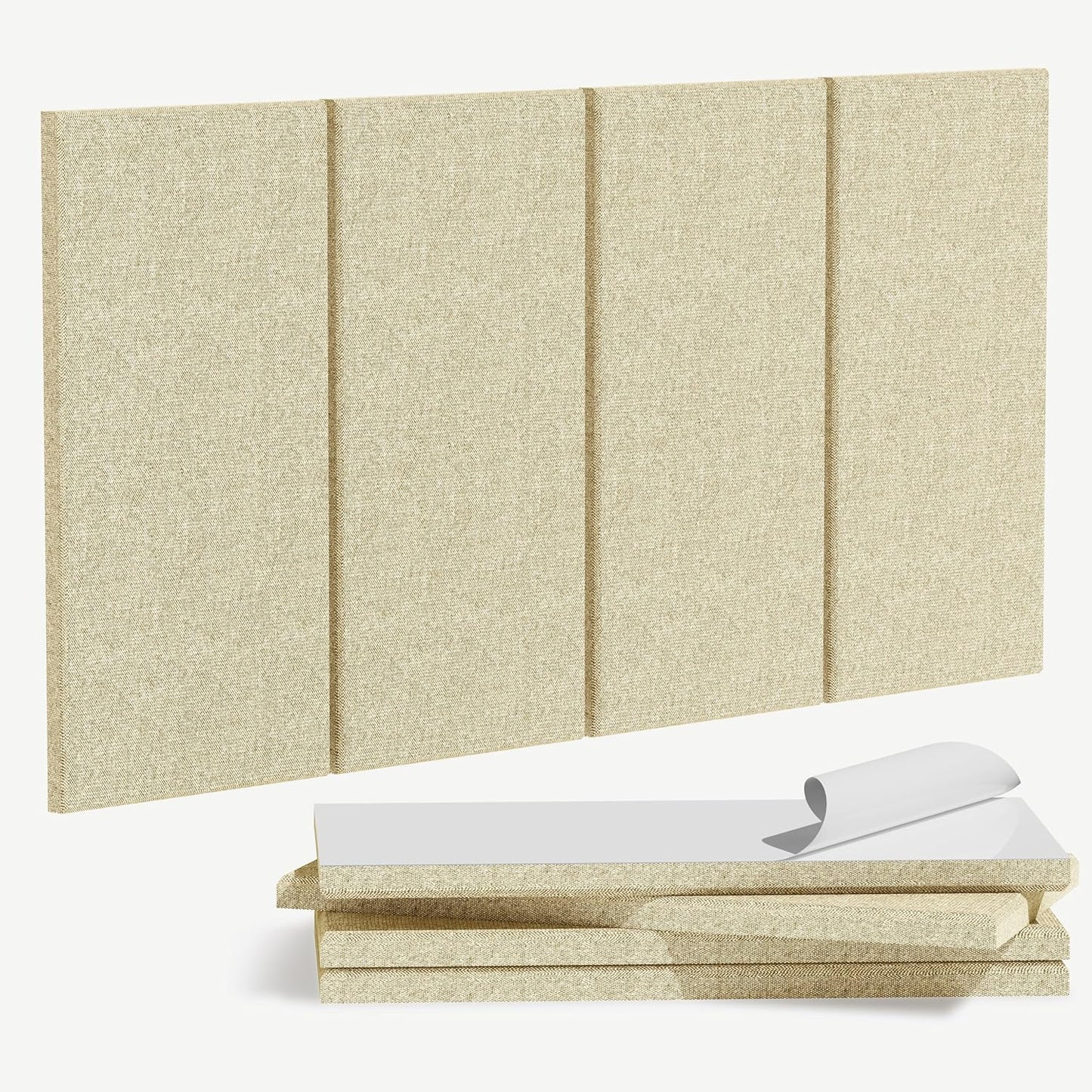 4PCS Acoustic Panels, 24"x12" Acoustic Panels for Walls, Self-Adhesive Sound Absorbing Panels for Home, Office, Studios (Khaki Beige)