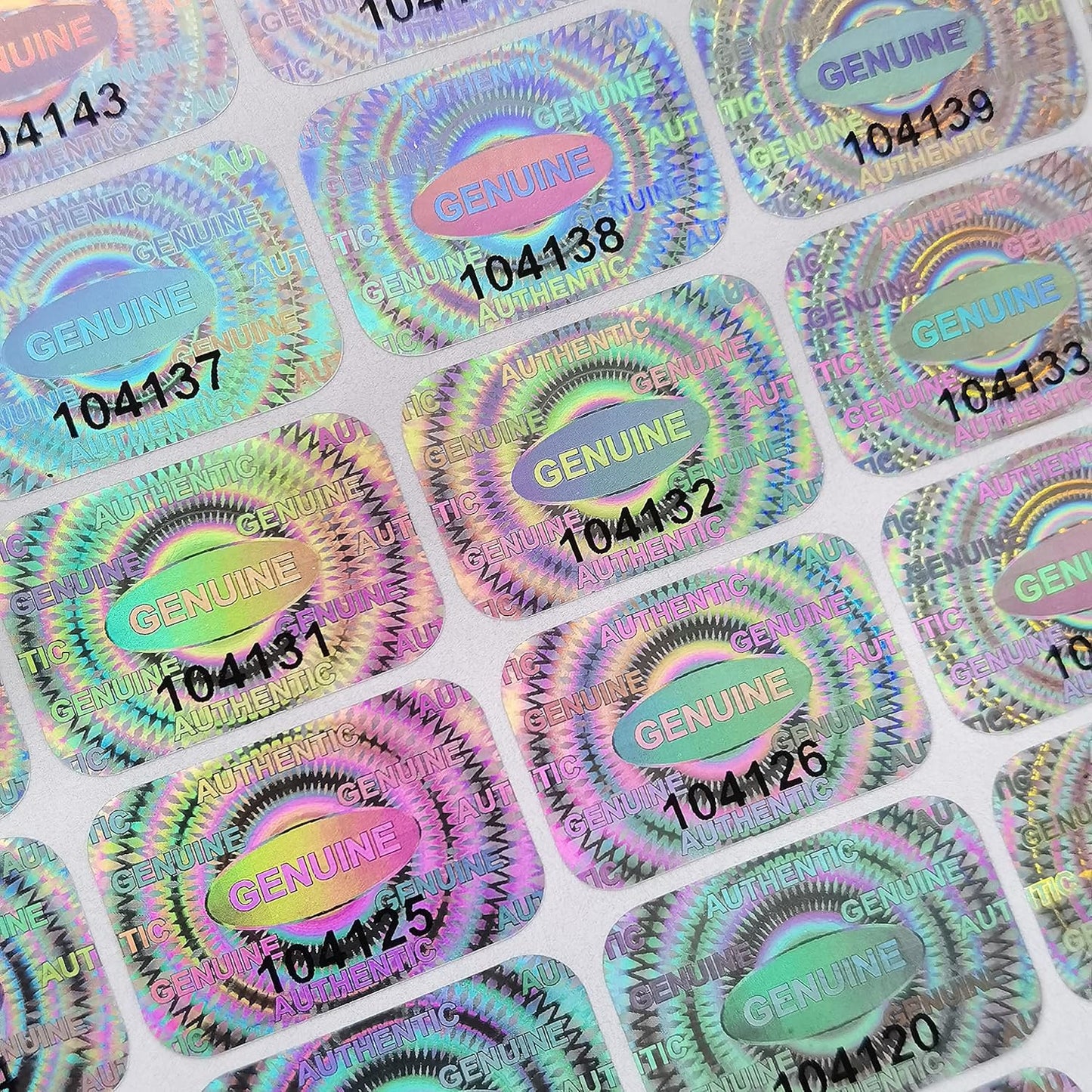 300 pcs Tamper Proof Hologram Stickers Silver High Security Tamper Evident Warranty Seal Void Genuine Authentic Holographic Labels/Stickers w/Unique Sequential Serial Numbering 0.95X0.6 inch (Silver)