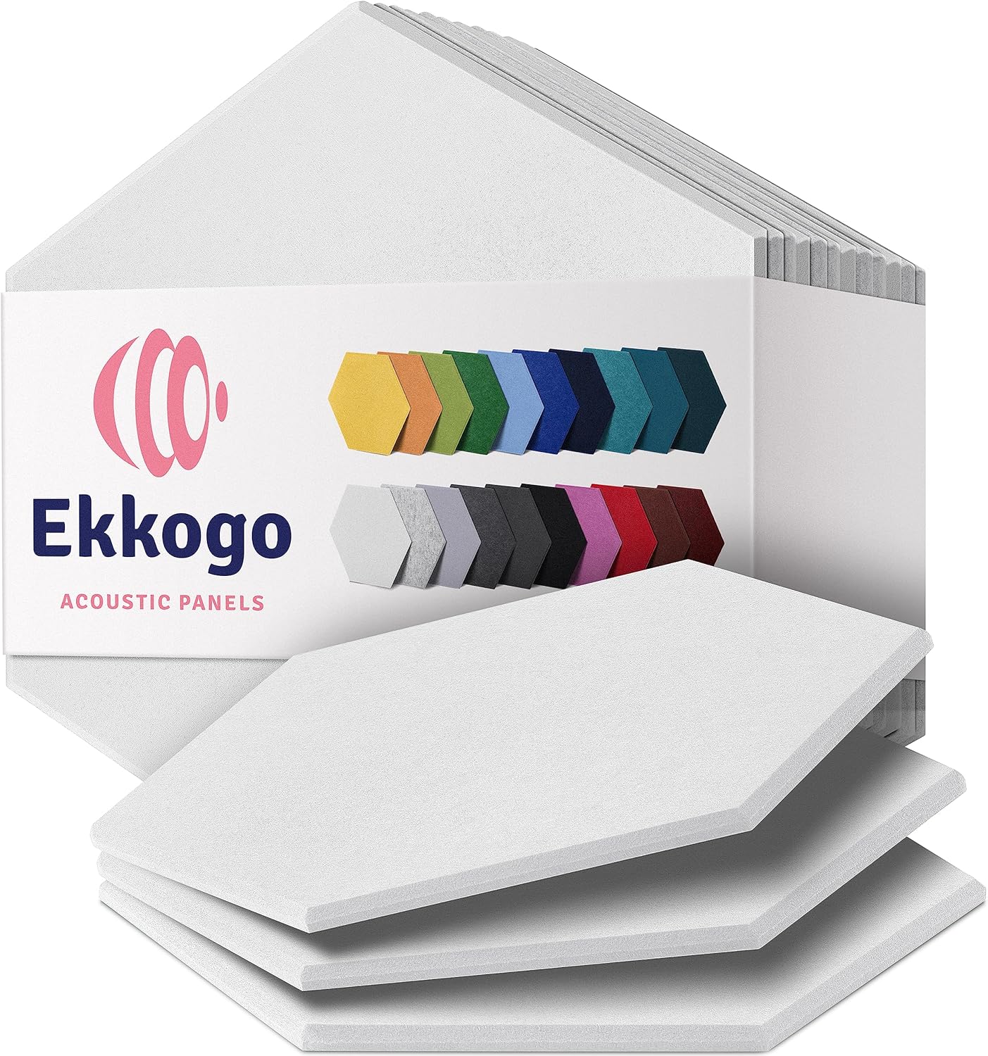 Acoustic Panels 12-Pack Soundproof Wall Panels 14"X12.1"X0.4" Sound Panels High Density Sound Dampening Panels - [White Hexagon]